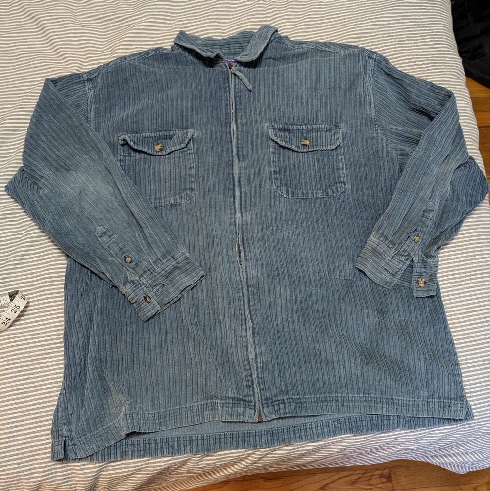 Northcrest Blue Corduroy Zip Jacket 100% Cotton